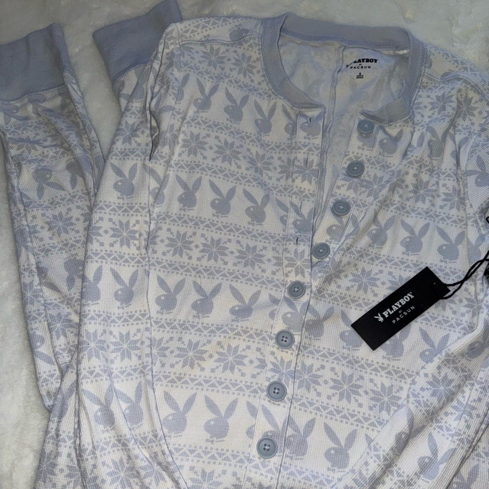 Baby Blue Playboy Christmas Onesie